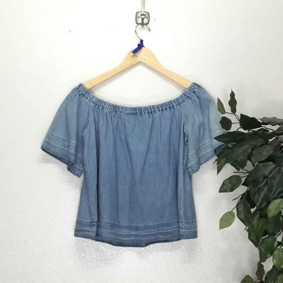 NWT Adriano Goldschmied Denim Off Shoulder Top - Picture 5 of 5